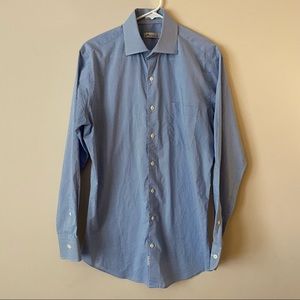 Peter Millar Size M 100% Cotton Men's Long Sleeve Button Down Dress Shirt Blue